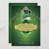 Cooles Grün und Goldst- patrickParty Einladung (Vorne/Hinten)