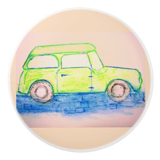 Cooles grünes Auto Keramikknauf (Vorderseite)