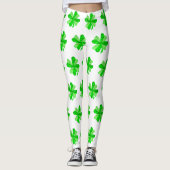 Cooles grünes irisches Kleeblatt Cloud Patricks Da Leggings (Vorderseite)