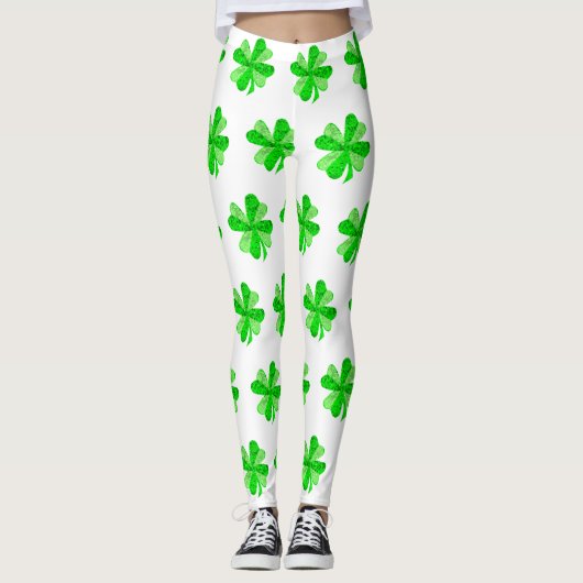 Cooles grünes irisches Kleeblatt Cloud Patricks Da Leggings (Vorderseite)