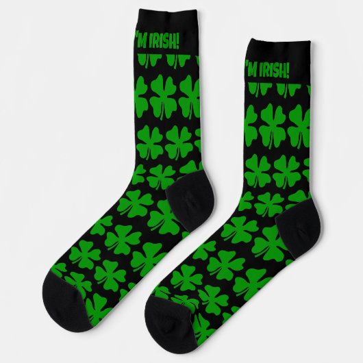 Cooles, grünes Kleeblatt St Patrick's Day Party Socken (Linkes Detail)