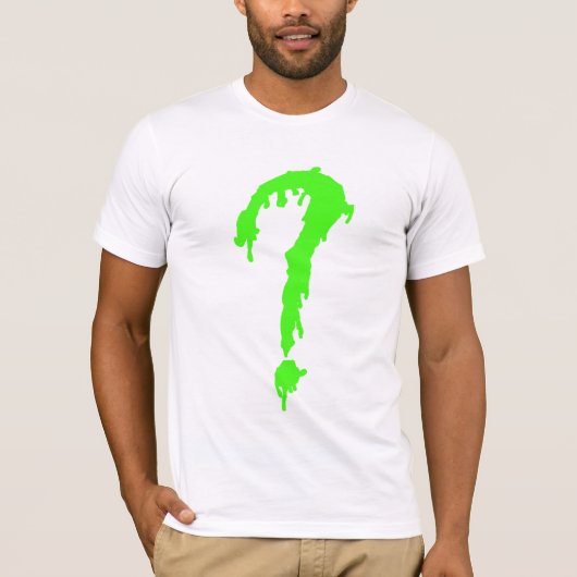 Cooles grünes Neonquestionmark T-Shirt (Vorderseite)