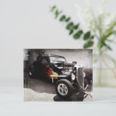 Cooles Grunge Flames Frisierte Auto Postkarte (Stehend Vorderseite)
