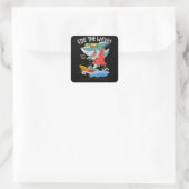 Cooles Haisurfen Quadratischer Aufkleber (Tasche)