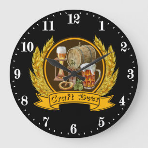 cooles Handbier Bar Große Wanduhr