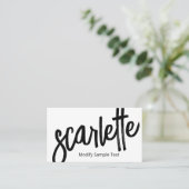 Cooles handgeschriebenes Brush-Script weiß Visitenkarte (Stehend Vorderseite)