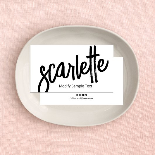 Cooles handgeschriebenes Brush-Script weiß Visitenkarte