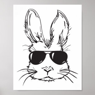 Cooles Hasengesicht Frohe Ostern Eierjagd für Jung Poster