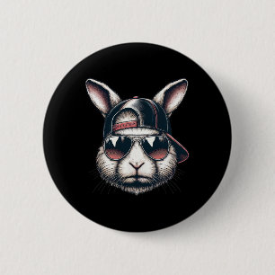 Cooles Hasengesicht mit Sonnenbrille Frohe Ostern Button