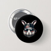 Cooles Hasengesicht mit Sonnenbrille Frohe Ostern Button (Vorne & Hinten)