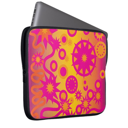 Cooles heißes Rosa-orange Girly Stern-Kreis-Muster Laptopschutzhülle (Vorne Rechts)