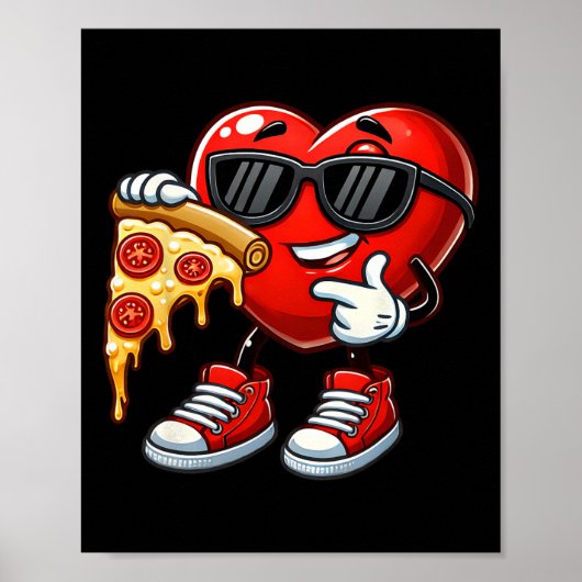 Cooles Herz essen Pizza Valentine Funny Febru Poster (Vorne)