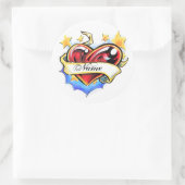 Cooles Herz mit Namensaufkleber Runder Aufkleber (Tasche)