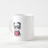 Cooles Herz Panda-Bärn-Sonnenbrillenvalentines Kaffeetasse (Vorderseite Links)