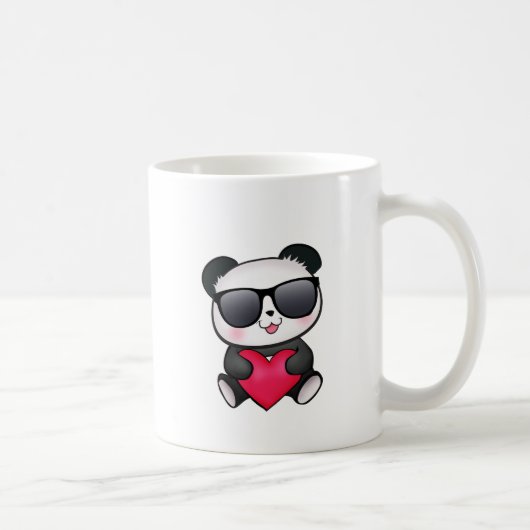Cooles Herz Panda-Bärn-Sonnenbrillenvalentines Kaffeetasse (Rechts)