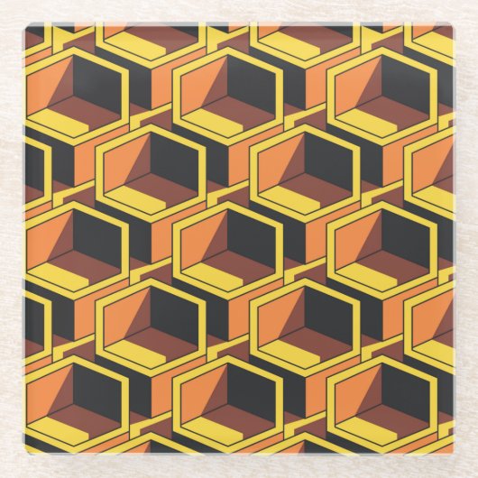 Cooles Hexahedron-Muster mit Schatten Glasuntersetzer (Vorderseite)