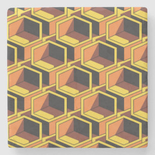 Cooles Hexahedron-Muster mit Schatten Steinuntersetzer