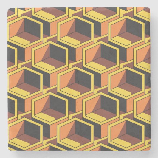 Cooles Hexahedron-Muster mit Schatten Steinuntersetzer (Vorderseite)