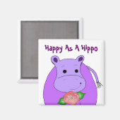 Cooles Hippo mit Blume Magnet (Vorderseite/Rückseite)