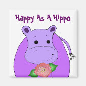 Cooles Hippo mit Blume Magnet (Vorne)