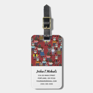 Cooles Hipster-Katzen-Muster   addieren Ihren Gepäckanhänger