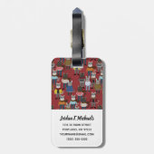 Cooles Hipster-Katzen-Muster | addieren Ihren Gepäckanhänger (Rückseite vertikal)