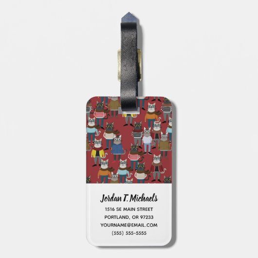 Cooles Hipster-Katzen-Muster | addieren Ihren Gepäckanhänger (Rückseite vertikal)