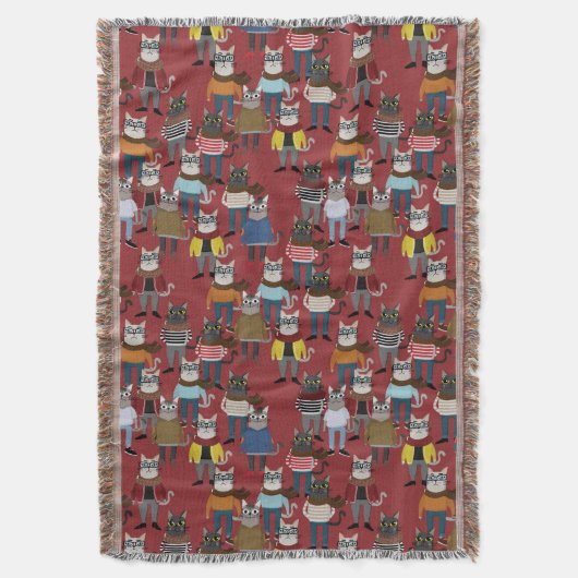 Cooles Hipster-Katzen-Muster Decke (Vorderseite Vertikal)
