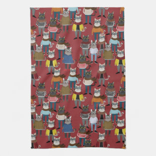 Cooles Hipster-Katzen-Muster Geschirrtuch