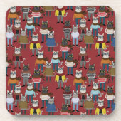 Cooles Hipster-Katzen-Muster Getränkeuntersetzer (Vorderseite)