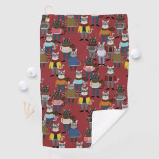 Cooles Hipster-Katzen-Muster Golfhandtuch