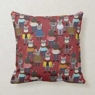 Cooles Hipster-Katzen-Muster Kissen