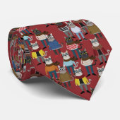 Cooles Hipster-Katzen-Muster Krawatte (Gerollt)