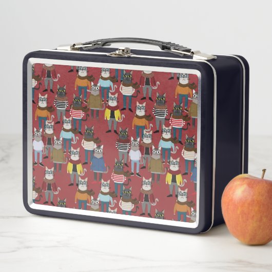 Cooles Hipster-Katzen-Muster Metall Brotdose (Beispiel)