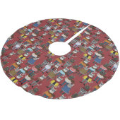 Cooles Hipster-Katzen-Muster Polyester Weihnachtsbaumdecke (Schrägansicht)