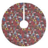 Cooles Hipster-Katzen-Muster Polyester Weihnachtsbaumdecke (Vorderseite)