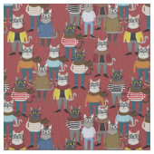 Cooles Hipster-Katzen-Muster Stoff (Nahaufnahme)