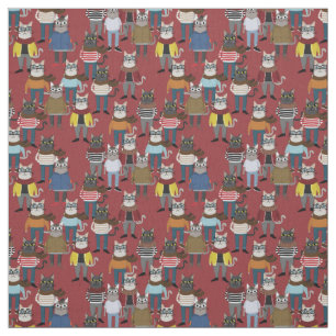 Cooles Hipster-Katzen-Muster Stoff