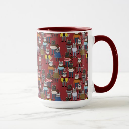 Cooles Hipster-Katzen-Muster Tasse (Rechts)