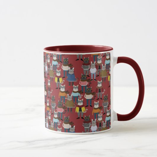 Cooles Hipster-Katzen-Muster Tasse (Rechts)