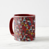 Cooles Hipster-Katzen-Muster Tasse (Vorderseite Links)