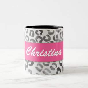 Cooles Hipsterwatercolor-Leopard-Monogramm Zweifarbige Tasse