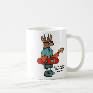 Cooles Hirsch mit Snowboard Kaffeetasse