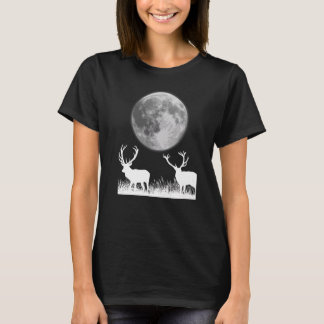 Cooles Hirsch oder Elch unter dem Mond für Jäger, T-Shirt