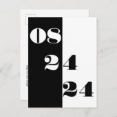 Cooles Hochzeitdatum Save the Date schwarz und wei Postkarte (Vorne/Hinten)