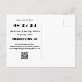 Cooles Hochzeitdatum Save the Date schwarz und wei Postkarte (Rückseite)