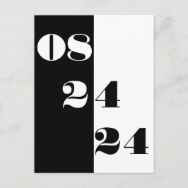 Cooles Hochzeitdatum Save the Date schwarz und wei Postkarte