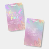 Cooles holografisches tropisches Blätter Skript-Po Ausweis (Front & Back)