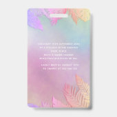 Cooles holografisches tropisches Blätter Skript-Po Ausweis (Back)