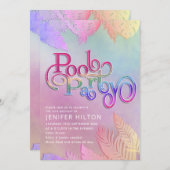 Cooles holografisches tropisches Blätter Skript-Po Einladung (Vorne/Hinten)